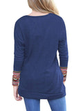 Casual Long Sleeve Patchwork Top