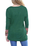 Casual Long Sleeve Patchwork Top