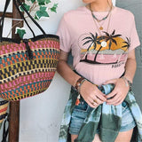 Pink Paradise Palm Tree Casual Top