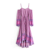 Boho Gypsy Off Shoulder Floral Print Dress