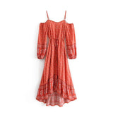 Boho Gypsy Off Shoulder Floral Print Dress