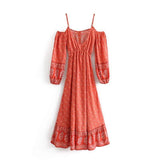 Boho Gypsy Off Shoulder Floral Print Dress