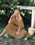 Off Shoulder Ruffles Bohemian Maxi Dress