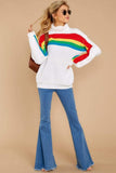 Bohemian Rainbow Striped Turtleneck Sweater