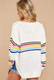 Boho Rainbow Striped Pullover Sweater
