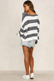 Loose Boho Pullover Striped Knit Pullover