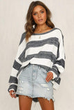 Loose Boho Pullover Striped Knit Pullover