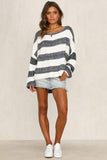 Loose Boho Pullover Striped Knit Pullover