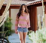 Pink Striped Knit Sweater