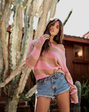 Pink Striped Knit Sweater