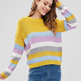 Rainbow Striped Bohemian Sweater