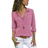 V Neck Long Sleeve Top with Pockets