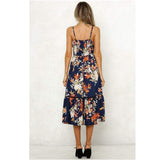 Boho V Neck Floral Print Midi Dress