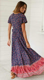 Sexy Deep V Neck Bohemian Print Dress
