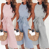 Boho Striped Sleeveless Rompers